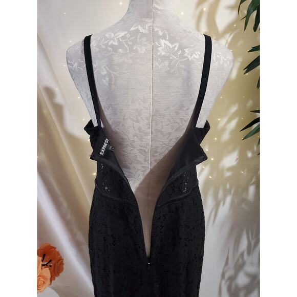 Express Lace Sheer Waist Cutout Bodycon Dress Size 10 Whimsigoth Coquette Black - Picture 7 of 13